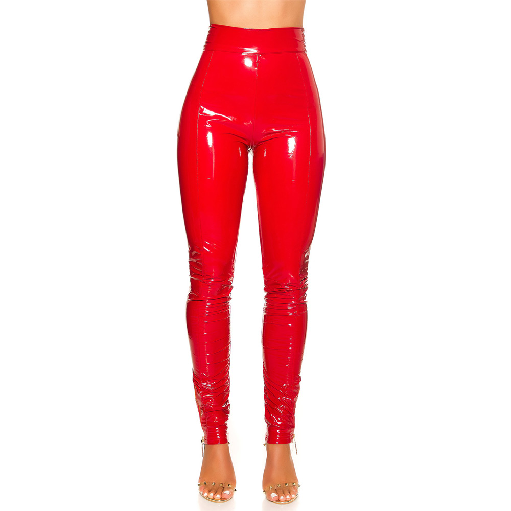 KouCla High Waist Latex Look Leggings Red FashionCherries Free Delivery