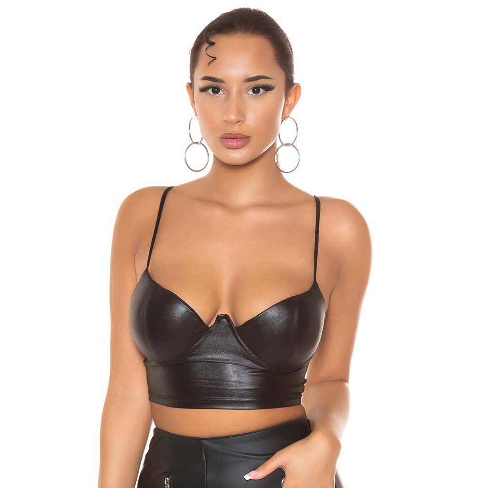Leather look new arrivals bustier top