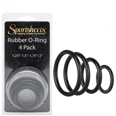 Sportsheets Rubber O-Ring Cock & Ball Ring Set - 4 Pack