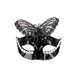 Butterfly Venetian Mask With Rhinestones - Black