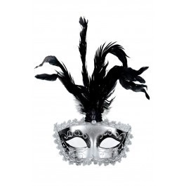 Maskarade Venetian Mask With Feathers - Silver